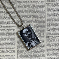 Skeleton / Skull - vntage illustrations up-cycled to soldered glass pendant