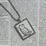 Winnie the Pooh, vintage book up-cycled to hand-soldered glass pendant