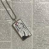 Eloise at the Plaza, vintage children's book illustration upcycled to soldered glass pendant