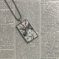 Eloise at the Plaza, vintage children's book illustration upcycled to soldered glass pendant