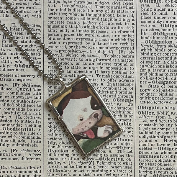 The Poky Little Puppy, vintage illustrations, up-cycled to soldered glass pendant