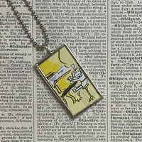 Madeline and Miss Clavel, original illustrations from 1970s vintage book, up-cycled to soldered glass pendant