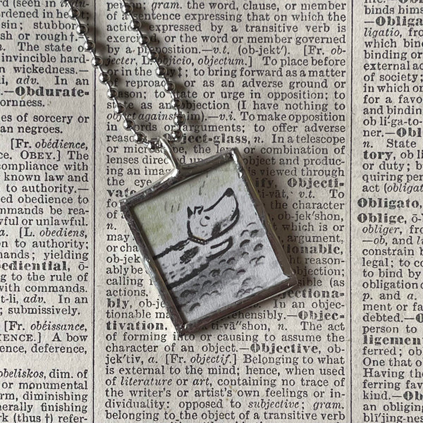 Harry the Dirty Dog, vintage illustrations, up-cycled to soldered glass pendant