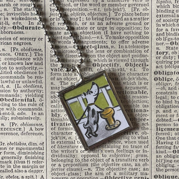 Harry the Dirty Dog, vintage illustrations, up-cycled to soldered glass pendant