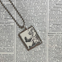 Winnie the Pooh, Christopher Robin, book illustrations, up-cycled to hand-soldered glass pendant