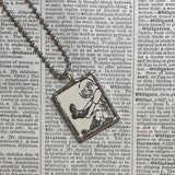 Winnie the Pooh, Christopher Robin, book illustrations, up-cycled to hand-soldered glass pendant