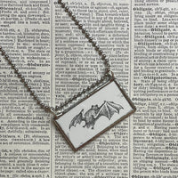 Vampire bat, vintage illustration, up-cycled to hand-soldered glass pendant