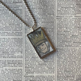 Wild Things, Max, Sendak, vintage children's book illustrations, up-cycled to soldered glass pendant