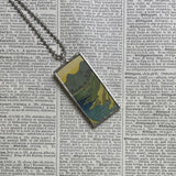 Autumn leaves, Mountains River, Japanese woodblock prints, up-cycled to hand-soldered glass pendant