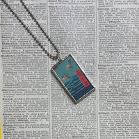 Sea Birds, Sailboat, Japanese woodblock prints, up-cycled to hand-soldered glass pendant