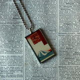 Plum / Cherry Blossom Trees, Mt. Fuji, Japanese woodblock prints, up-cycled to hand-soldered glass pendant