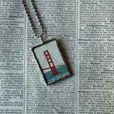 Golden Gate Bridge, Coit Tower, vintage San Francisco Travel images, upcycled hand soldered glass pendant