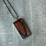 Plum / Cherry Blossom Trees, Japanese woodblock prints, up-cycled to hand-soldered glass pendant