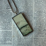 Mountains, River Japanese woodblock prints, up-cycled to hand-soldered glass pendant