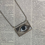 Human eye, vintage illustrations, hand-soldered glass pendant