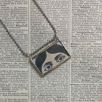 Human eye, vintage illustrations, hand-soldered glass pendant