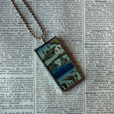 Waterfall, River, Japanese woodblock prints, up-cycled to hand-soldered glass pendant