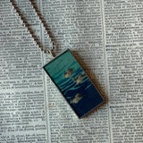 Sea Birds, Japanese woodblock prints, up-cycled to hand-soldered glass pendant