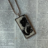 Cosmos, stars, heavens, vintage 1930s children's book illustrations up-cycled to soldered glass pendant