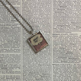 What the ... Beats me! onomatopoeia, vintage comic book illustration, upcycled to soldered glass pendant