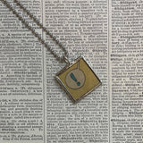 What? Exclamation point! onomatopoeia, vintage comic book illustration, upcycled to soldered glass pendant