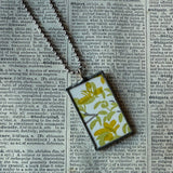 Goldfinch bird, vintage ilustration upcycled to soldered glass pendant