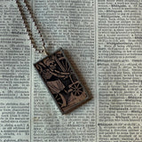 Skeleton / Skull, vintage illustrations up-cycled to soldered glass pendant