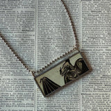 Vampire bats, vintage illustrations upcycled to hand-soldered glass pendant