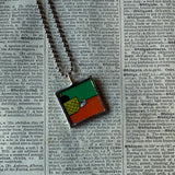 Little mouse, vintage children's book illustrations, up-cycled to soldered glass pendant