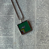 Little mouse, vintage children's book illustrations, up-cycled to soldered glass pendant