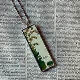 Flowering cactus, succulent, vintage botanical illustrations, hand-soldered glass pendant