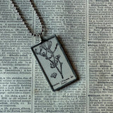 Mistletoe plant, vintage botanical dictionary illustration, upcycled to soldered glass pendant
