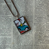 Green Eggs and Ham, vintage children's book illustration, upcycled to soldered glass pendant