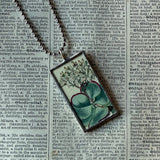 Flowering cactus, succulent, vintage botanical illustrations, hand-soldered glass pendant
