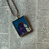 Southern California vintage travel poster images, upcycled hand soldered glass pendant (Copy)