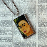 Frida Khalo, self-portraits, upcycled to hand soldered glass pendant