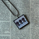 Wayne Thiebaud, Gumball machines, art masterworks, mid-century modern art, 2-sided hand soldered glass pendant