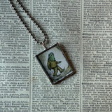 Frog and Toad, vintage children's book illustrations, up-cycled to soldered glass pendant