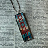 Golden Gate Bridge, Treasure Island, vintage San Francisco Travel images, upcycled hand soldered glass pendant