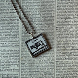 COW, vintage illustration, upcycled to soldered glass pendant