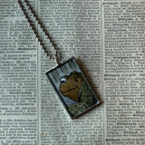 Frog and Toad, vintage children's book illustrations, up-cycled to soldered glass pendant