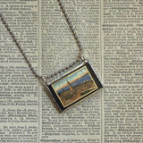 Golden Gate Bridge, Ferry Building, vintage San Francisco Travel images, upcycled hand soldered glass pendant