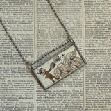 Elf, fairy, gnome, vintage children's book illustration, hand-soldered glass pendant
