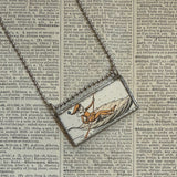 Elf, fairy, gnome, vintage children's book illustration, hand-soldered glass pendant