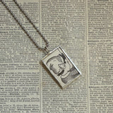 Fairy, elf, gnome, brownie, vintage children's book illustration up-cycled to soldered glass pendant