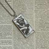 Demons, devils, ghouls, vintage illustrations, hand-soldered glass pendant