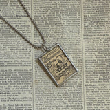 Variety Entertainment, Practical Ventroloquism, vintage books, illustration up-cycled to soldered glass pendant