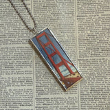 Golden Gate Bridge, Ferry Building, vintage San Francisco Travel images, upcycled hand soldered glass pendant
