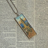 Golden Gate Bridge, Ferry Building, vintage San Francisco Travel images, upcycled hand soldered glass pendant