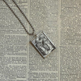 Anthropomorhpic mushrooms, vintage children's book illustrations, upcycled to soldered glass pendant